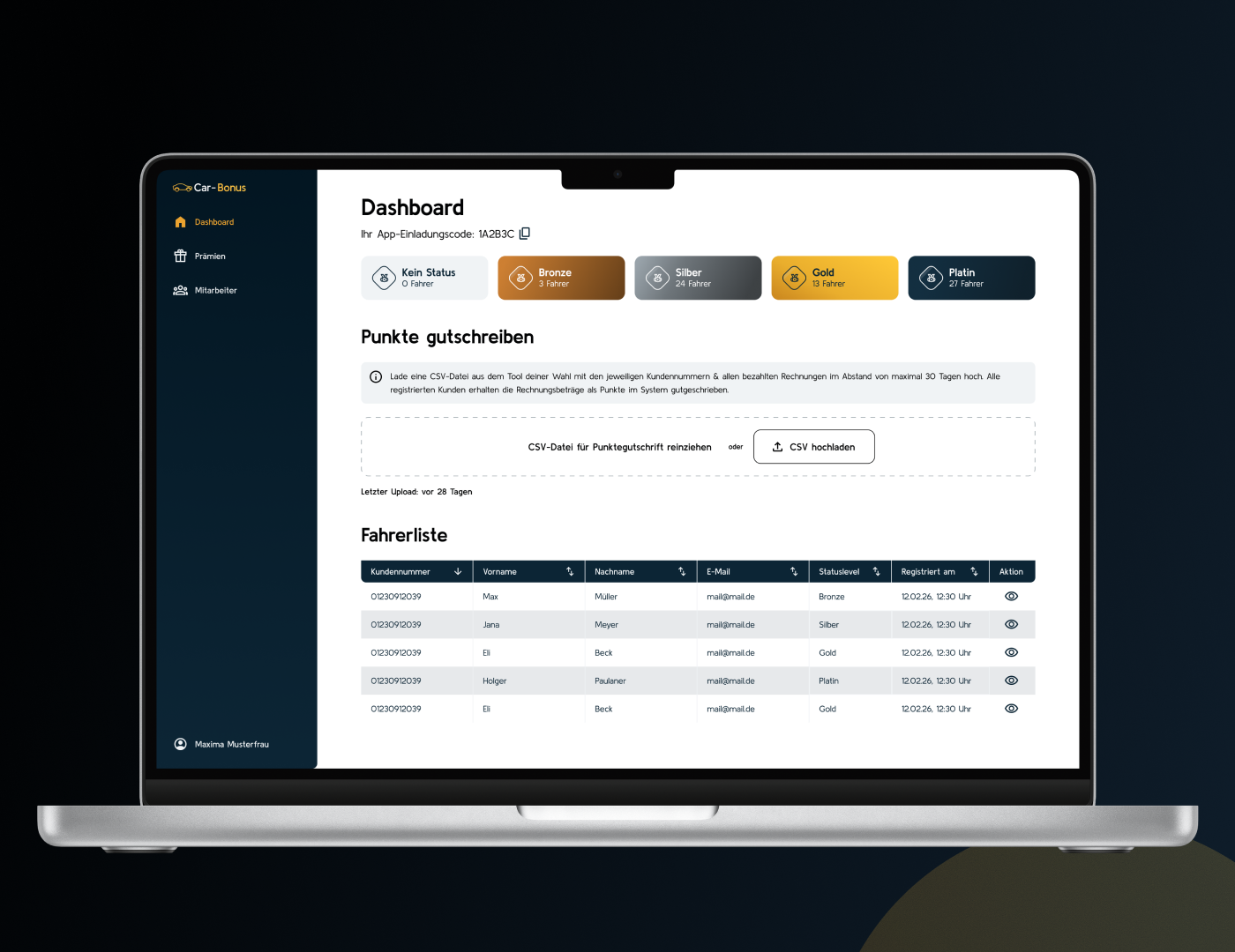 Admin Dashboard für Anbieter