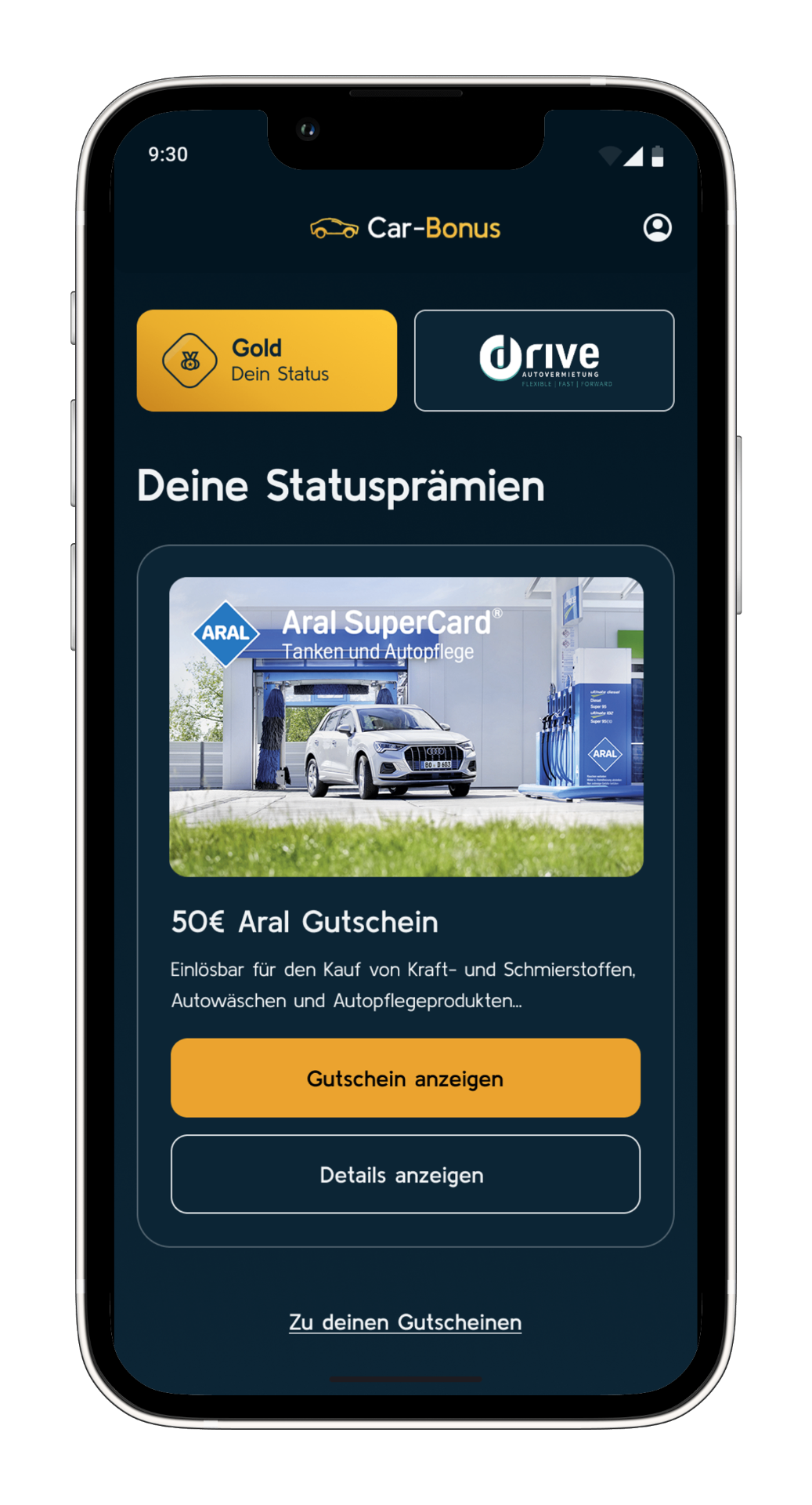 Car-Bonus App mit drive Autovermietung